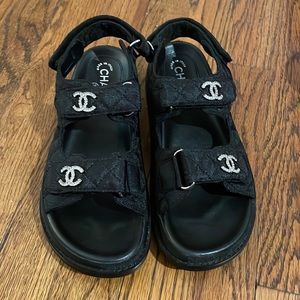 Fashion sparkle sandals with Velcro straps in black fabric